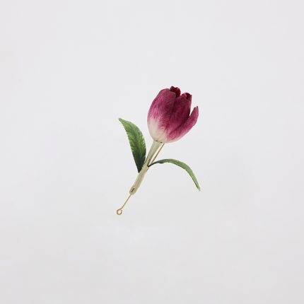 Purple Silk Flat Style Single Tulip Brooch