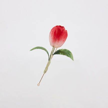 Pink Silk Flat Style Single Tulip Brooch