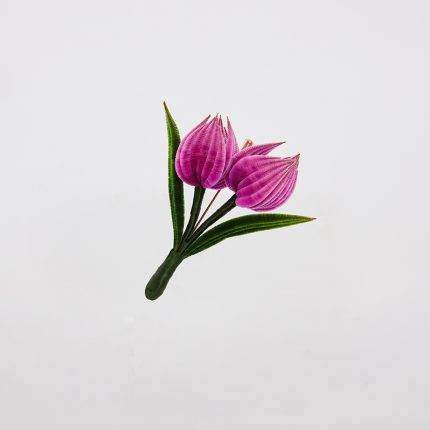 Purple Silk Velvet Style Double Tulip Brooch