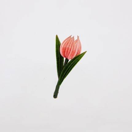Pink Silk Velvet Style Single Tulip Brooch