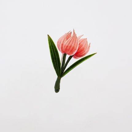 Pink Silk Velvet Style Double Tulip Brooch