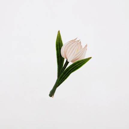 White Silk Velvet Style Single Tulip Brooch