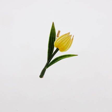Yellow Silk Velvet Style Single Tulip Brooch