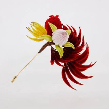 Silk Chinese-Style “Triple Blessings” (Fu Shou Duo) Brooch